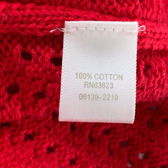 Red Open knit Zip Front Cardigan Sweater Women XL Long Sleeve Cotton No Brand - Picture 9 of 9